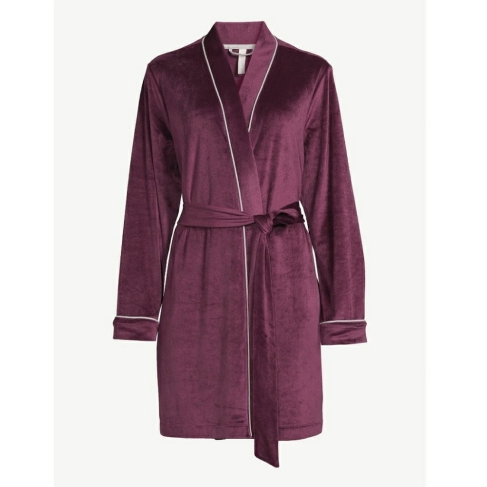 Joyspun Plush Velvet Maroon Bath Robe